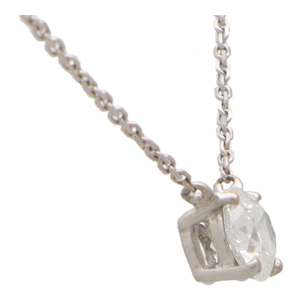 Vintage GIA Certified 1.02 Carat Diamond Solitaire Pendant Necklace In White Gold