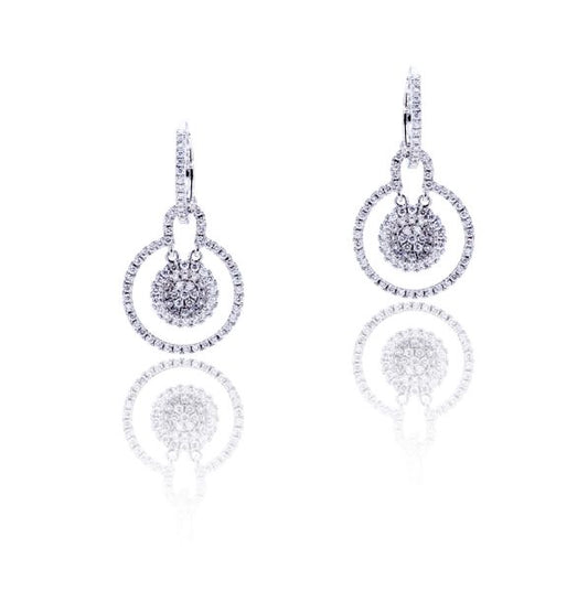 Diamond Cluster Drop Earrings, 1.00 carat total, 18ct White Gold