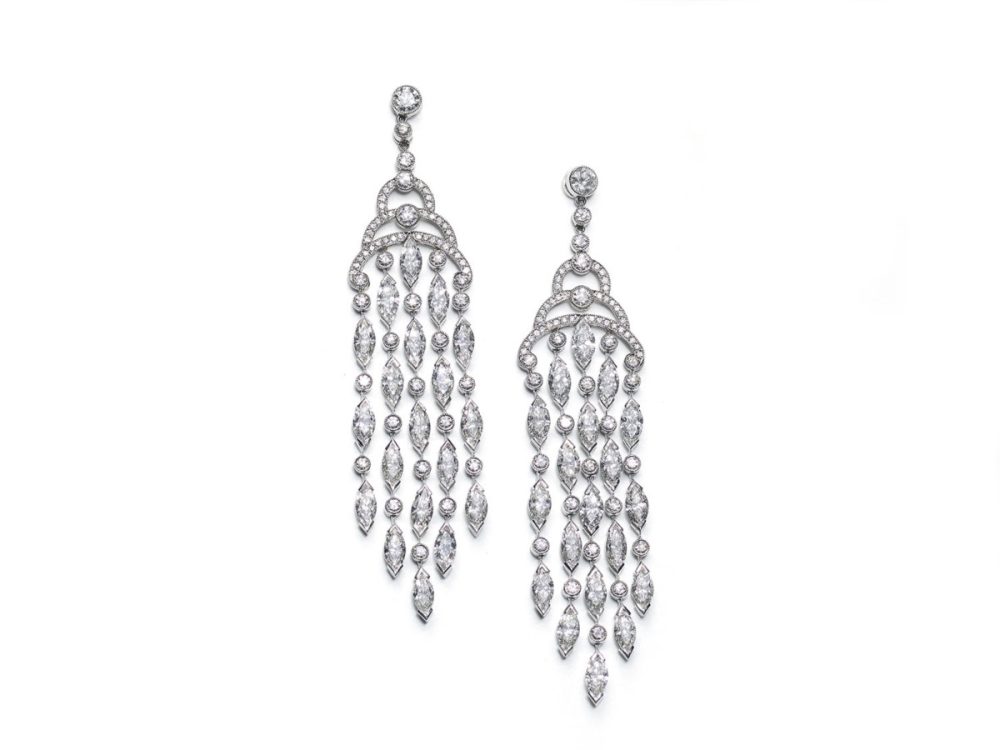 Fine Diamond Chandelier Drop Earrings Platinum 12 carats