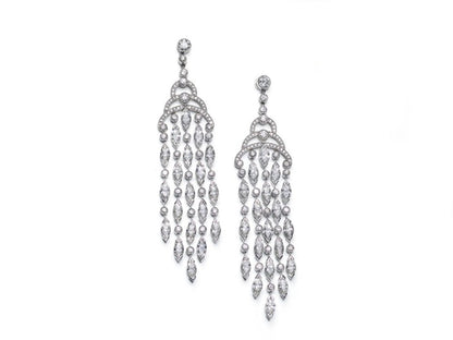 Fine Diamond Chandelier Drop Earrings Platinum 12 carats