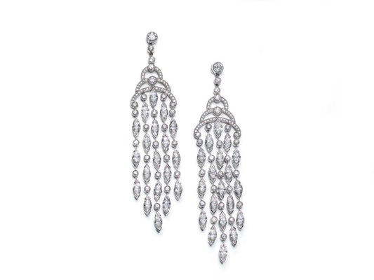 Fine Diamond Chandelier Drop Earrings Platinum 12 carats