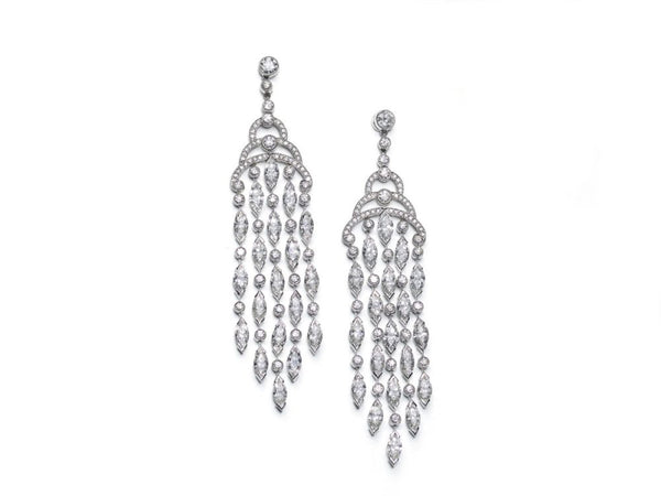 Fine Diamond Chandelier Drop Earrings Platinum 12 carats