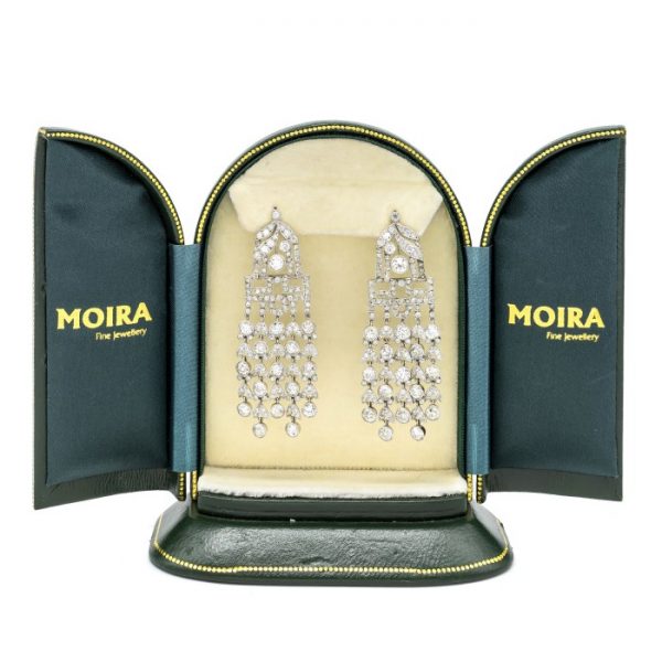 ART DECO DIAMOND AND PLATINUM DROP EARRINGS