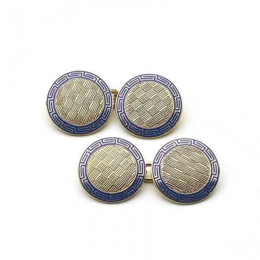ART DECO GOLD AND ENAMEL CUFFLINKS