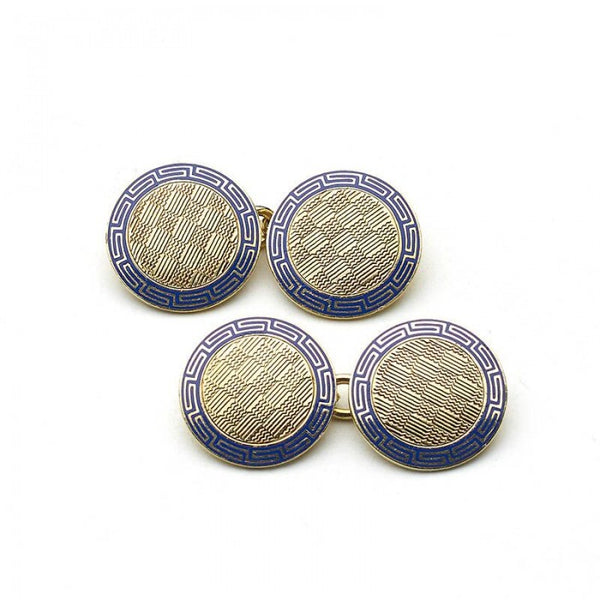ART DECO GOLD AND ENAMEL CUFFLINKS