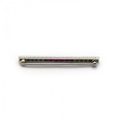 ART DECO RUBY AND DIAMOND BAR BROOCH, By MARCUS