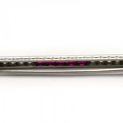 ART DECO RUBY AND DIAMOND BAR BROOCH, By MARCUS