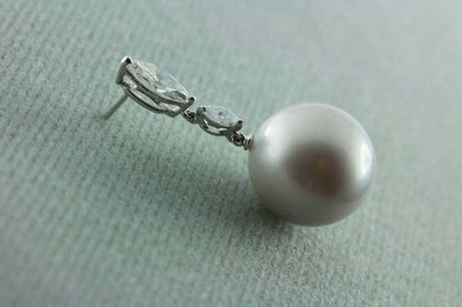 Australian Pearl and Diamond Drop Earrings in 18ct White Gold