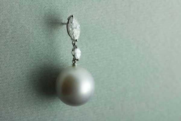 Australian Pearl and Diamond Drop Earrings in 18ct White Gold