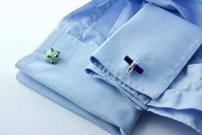 Jade, Emerald and Lapis Lazuli Submarine Mine 18ct Gold Cufflinks