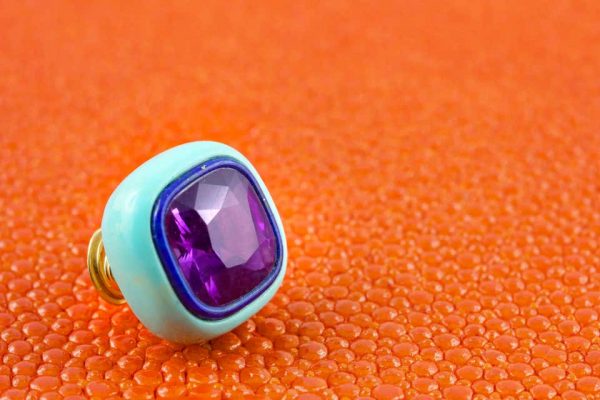 Amethyst, Lapis Lazuli, Turquoise and Mother of Pearl 18 Carat Yellow Gold Earrings