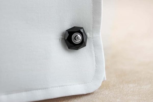 Diamond, Onyx and Mother of Pearl Stud Cufflinks, 18ct White Gold