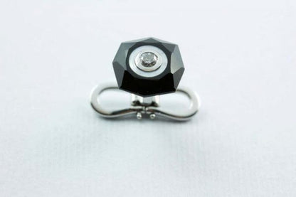 Diamond, Onyx and Mother of Pearl Stud Cufflinks, 18ct White Gold