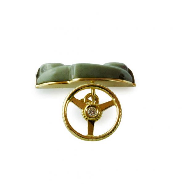 Diamond, Agate and Onyx Car Cufflinks in 18ct Yellow Gold