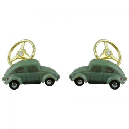 Diamond, Agate and Onyx Car Cufflinks in 18ct Yellow Gold