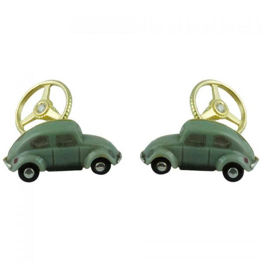 Diamond, Agate and Onyx Car Cufflinks in 18ct Yellow Gold
