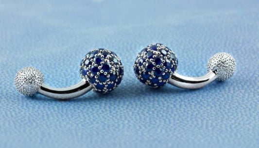 18 Carat White Gold Sapphire Cufflinks