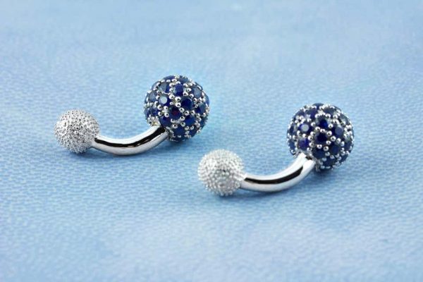 18 Carat White Gold Sapphire Cufflinks