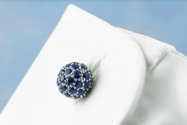 18 Carat White Gold Sapphire Cufflinks