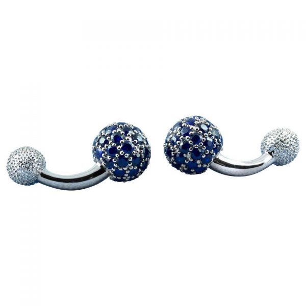 18 Carat White Gold Sapphire Cufflinks