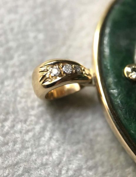Diamond Set Jade Buddha Pendant, 18ct Yellow Gold