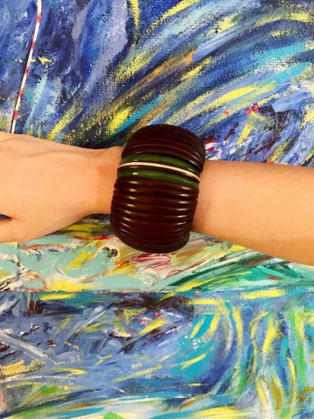 Diamond and Jade Wood Bracelet, 18ct Yellow Gold