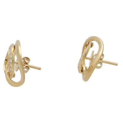 Contemporary 18ct Yellow Gold Double Hoop Drop Earrings with Diamonds