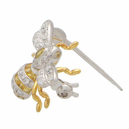 Yellow Sapphire and Diamond Bee Brooch in 18ct white and yellow gold