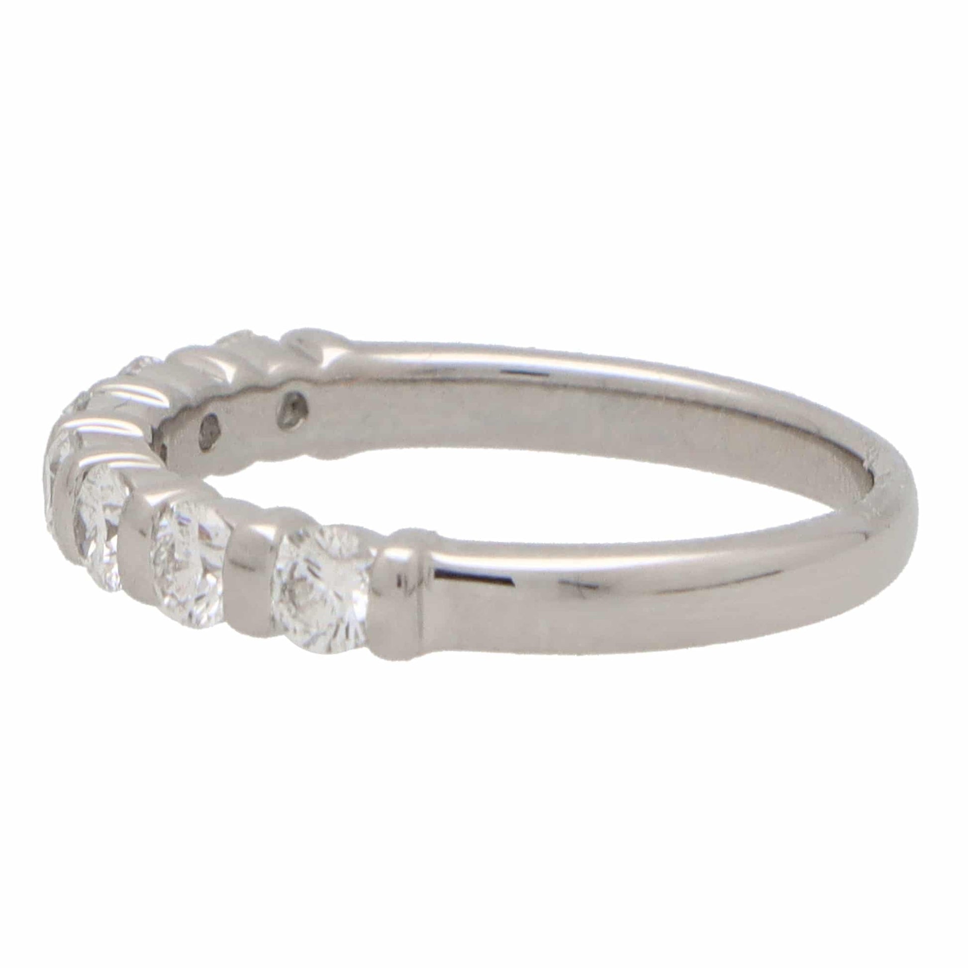 Diamond Bar Set Half Eternity Ring in Platinum, 0.75cts