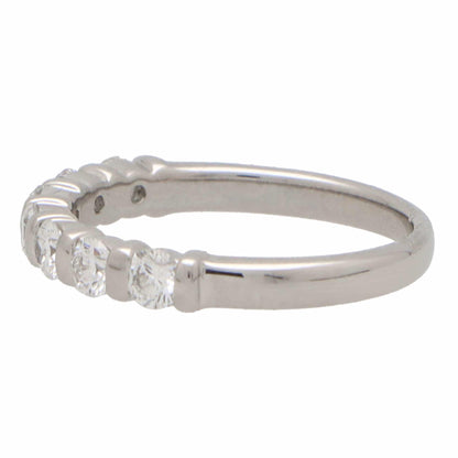 Diamond Bar Set Half Eternity Ring in Platinum, 0.75cts