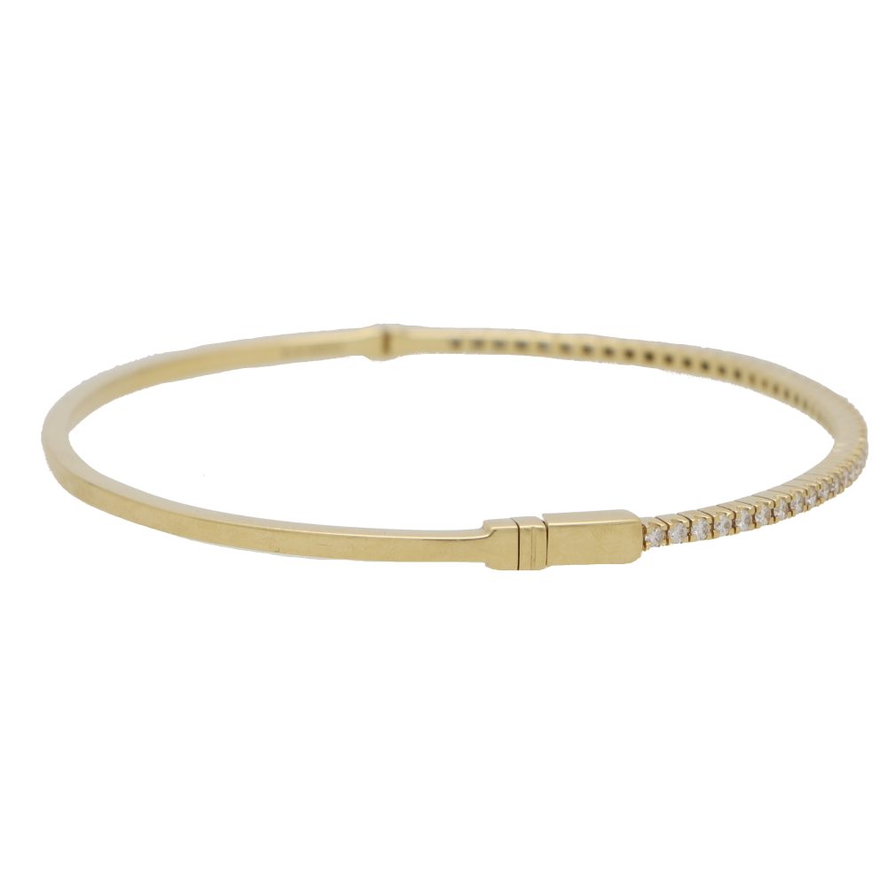 Half Eternity Diamond Set Bangle in Yellow Gold