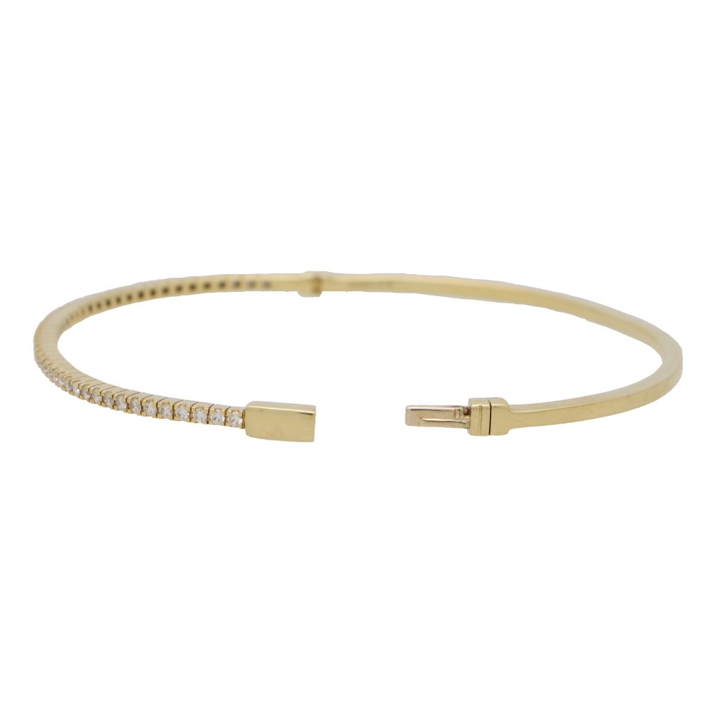 Half Eternity Diamond Set Bangle in Yellow Gold