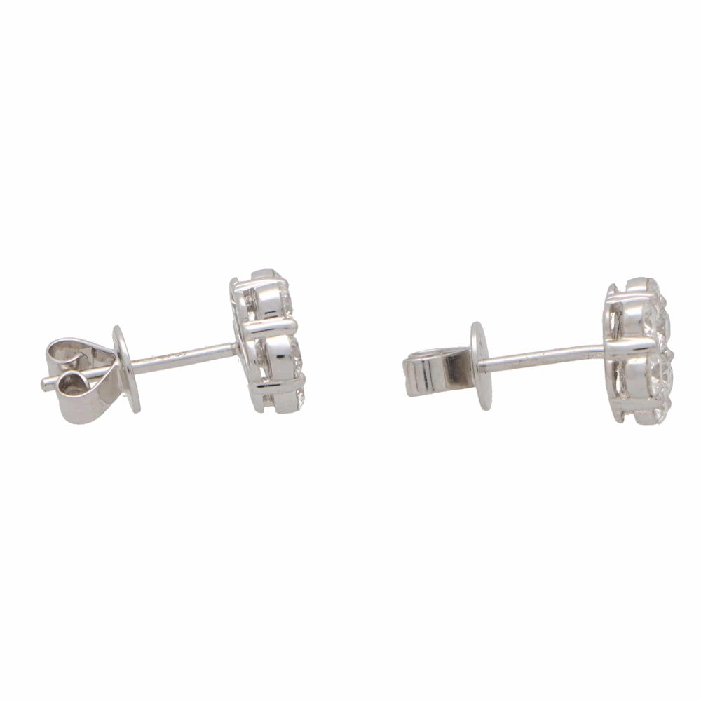 1.50ct Diamond Cluster Stud Earrings in 18ct White Gold