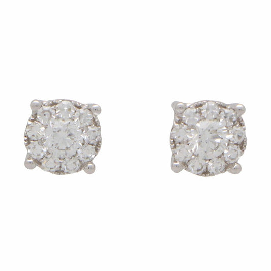 0.48ct Round Brilliant Cut Diamond Cluster Stud Earrings in 18ct White Gold