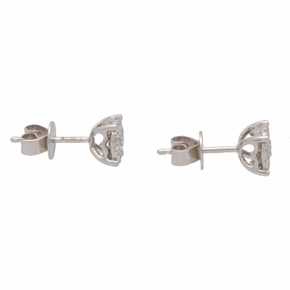 Round Brilliant Cut Diamond Cluster Stud Earrings, 0.48 carat total