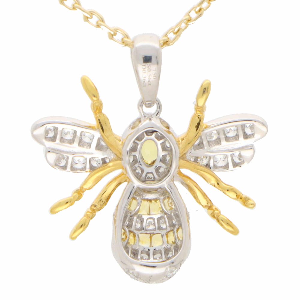 Yellow Sapphire and Diamond Bee Pendant with chain