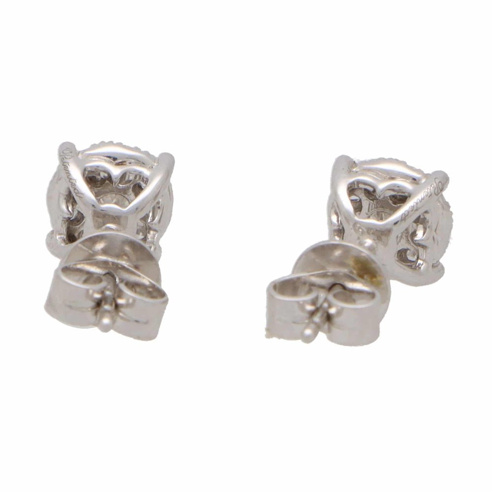 Round Brilliant Cut Diamond Cluster Stud Earrings, 0.48 carat total