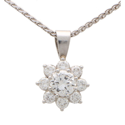 Vintage 0.90cts Diamond Daisy Flower Cluster Pendant