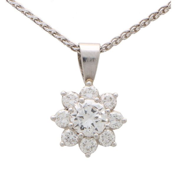 Vintage 0.90cts Diamond Daisy Flower Cluster Pendant