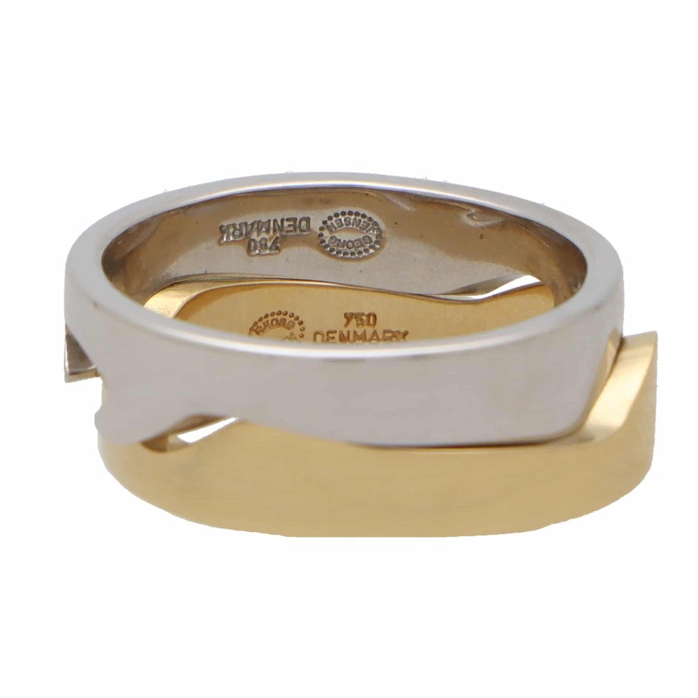 Vintage Georg Jensen two piece Fusion puzzle ring set in yellow and white gold.