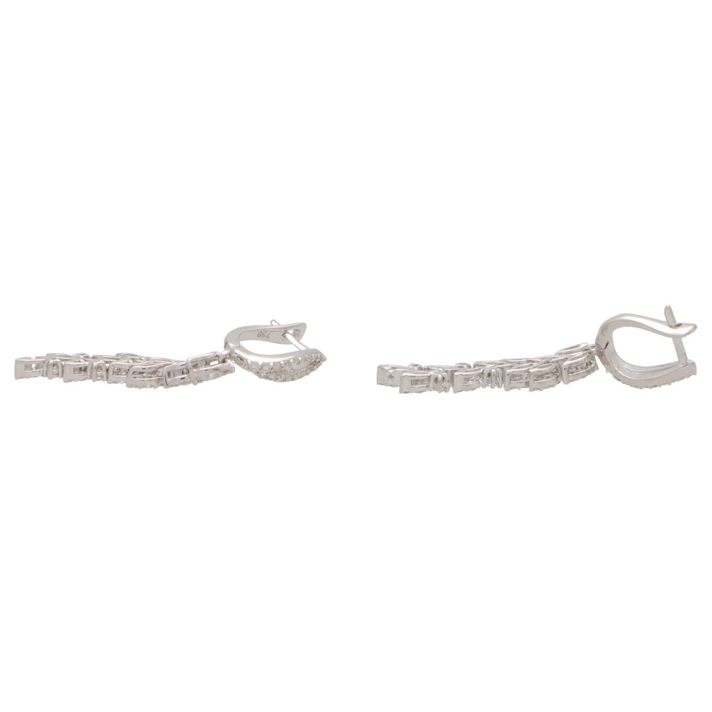 Contemporary Articulated Leaf Foliage Diamond Drop Earrings in 18ct White Gold, 1.24 carat total