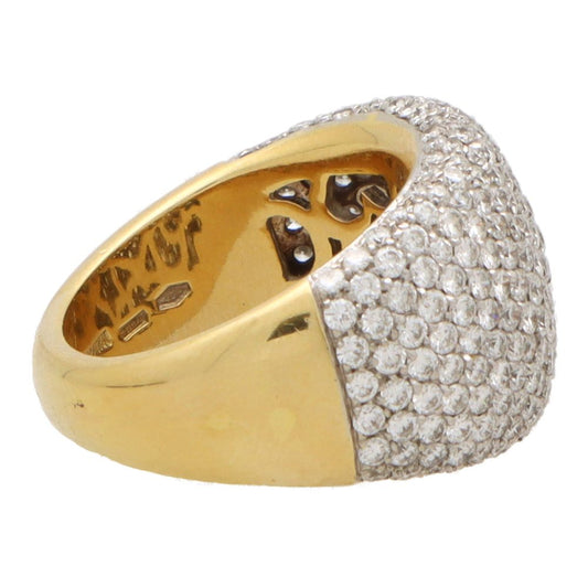 Vintage Diamond Bombe Ring In Yellow And White Gold