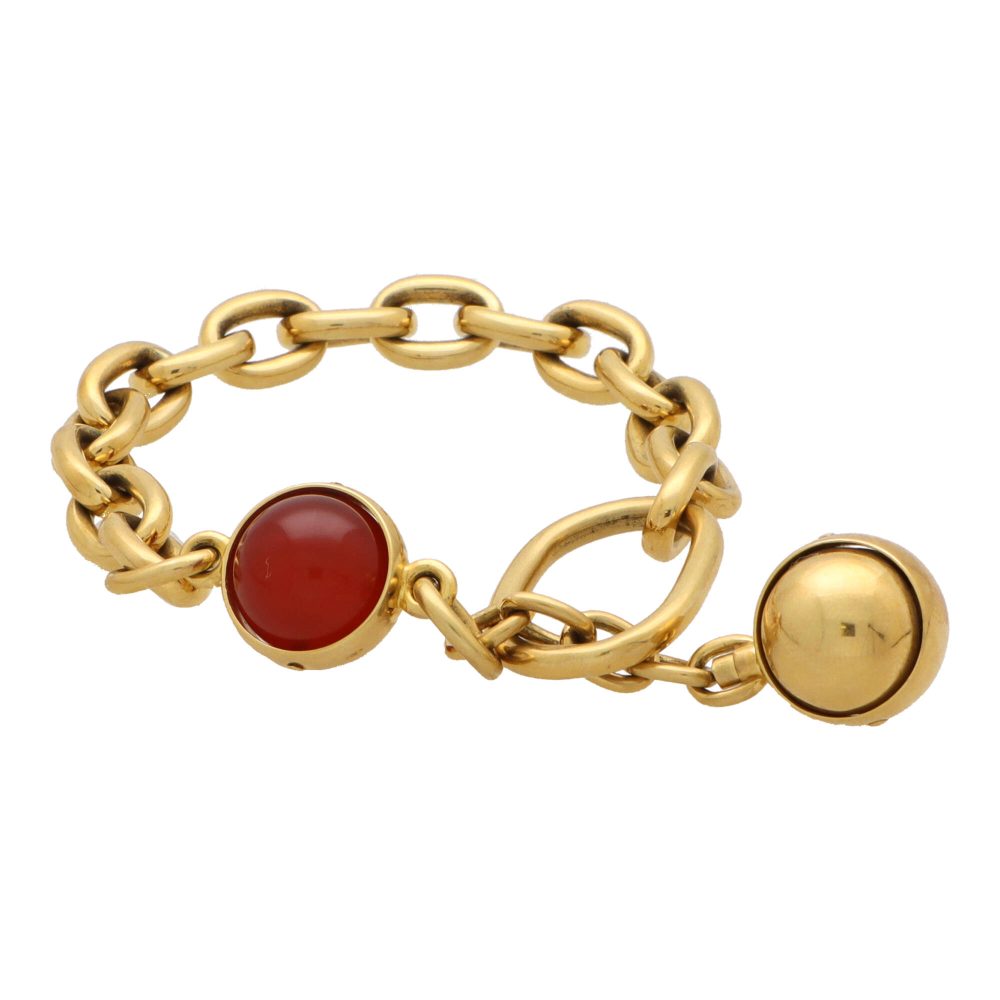 Pomellato Chunky 18K Chain and Carnelian Vintage Bracelet