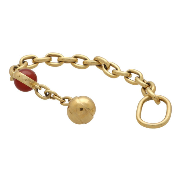Pomellato Chunky 18K Chain and Carnelian Vintage Bracelet