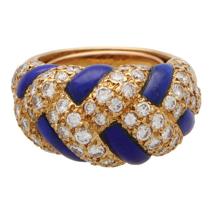 Vintage Van Cleef & Arpels Lapis and Diamond Bombe Dress Ring