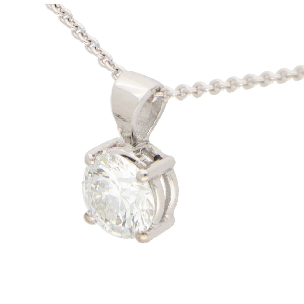 GIA Certified 0.90ct Brilliant Cut Diamond Solitaire Pendant