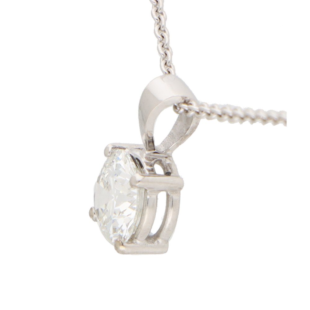 GIA Certified 0.90ct Brilliant Cut Diamond Solitaire Pendant