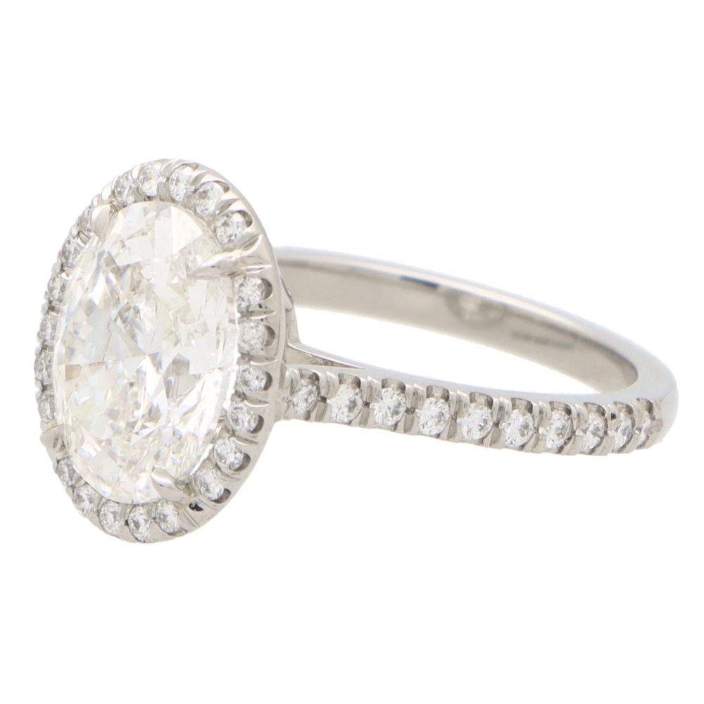 GIA Certified 3.01ct Oval Brilliant Cut Diamond Ring