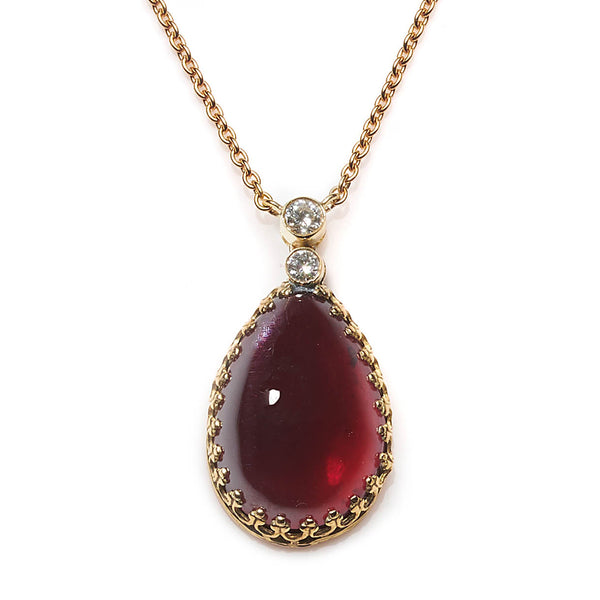 Almandine Garnet and Diamond Pendant Necklace