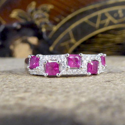 Alternate Set Ruby and Diamond Band Ring